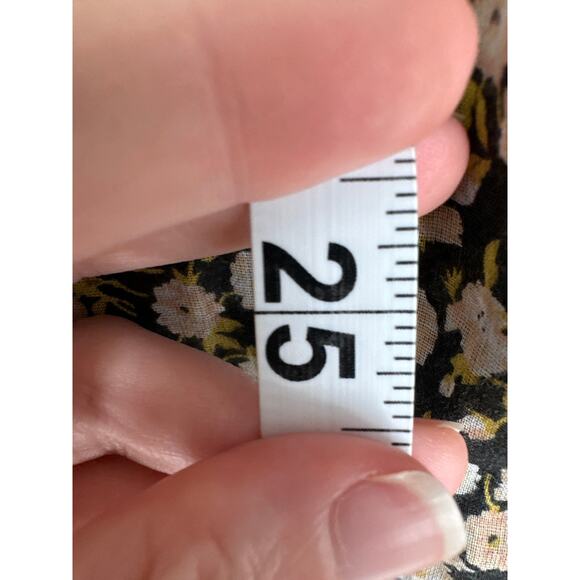 Holding Horses Anthropologie Top Womens 8 Black Floral Yellow Button Boho Garden - Picture 7 of 8